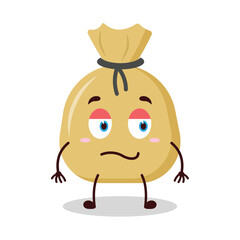 cute silent expression of money bag cartoon character