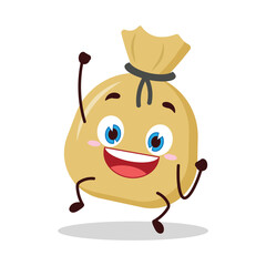 cute hurray victory expression of money bag cartoon character