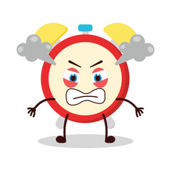 cute angry expression of clock cartoon character