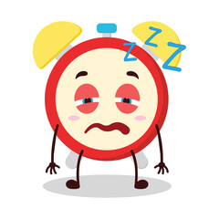 cute sleepy expression of clock cartoon character