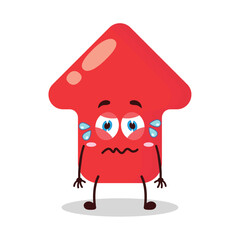 cute upset expression of red arrow cartoon character