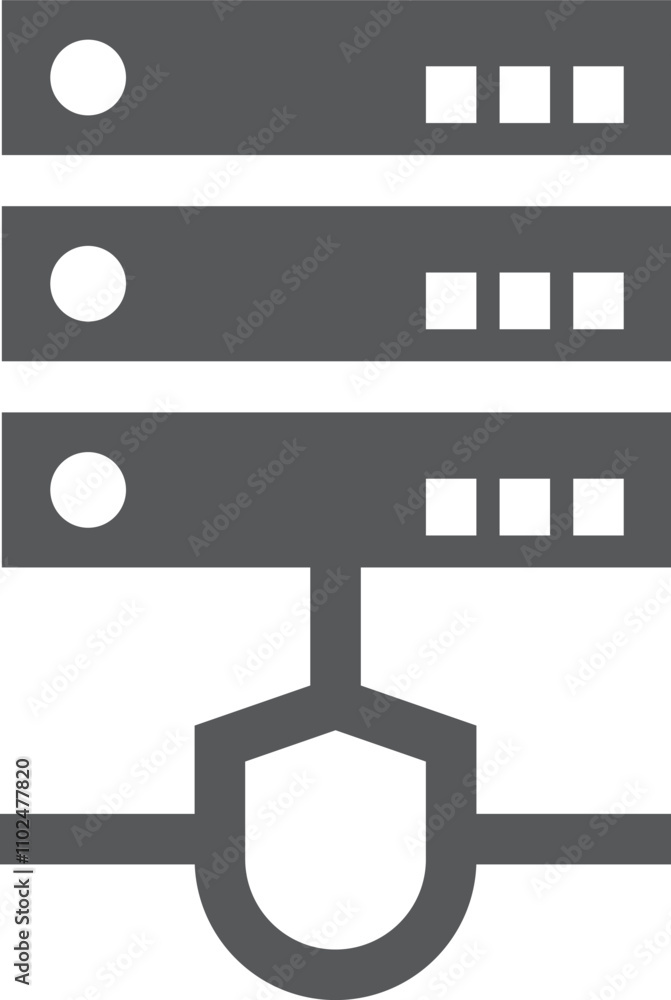 Poster server system protection black icon. database security