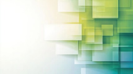 Fototapeta premium Abstract geometric design with overlapping green and blue rectangles, AI