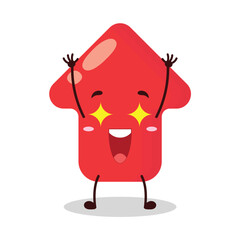 cute excited expression of red arrow cartoon charactert