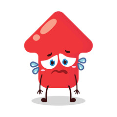 cute depressed expression of red arrow cartoon character