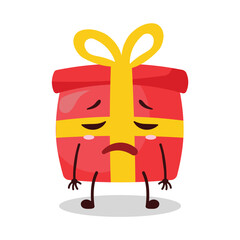 cute tired expression of red gift box cartoon character