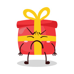 cute annoyed expression of red gift box cartoon character