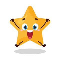 cute celebration jump expression of star cartoon character