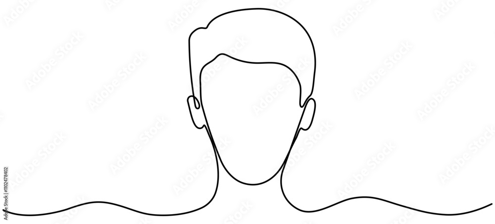 Aufkleber man head continuous line drawing. male face linear empty frame. vector illustration isolated on whit
