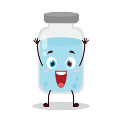 cute rise hand happy expression of medicine vial bottle cartoon character