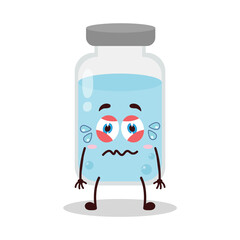 cute upset expression of medicine vial bottle cartoon character