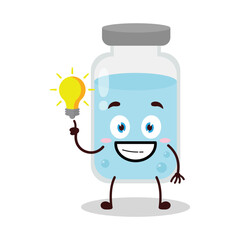 cute creative expression of medicine vial bottle cartoon character with shiny lamp