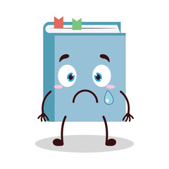 cute nervous expression of blue book cartoon character