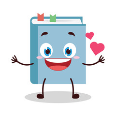 cute fall in love expression of blue book cartoon character