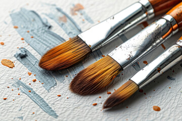 Fototapeta premium Art brushes on white background