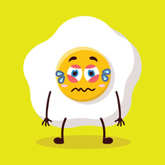 cute upset expression of fried egg cartoon character