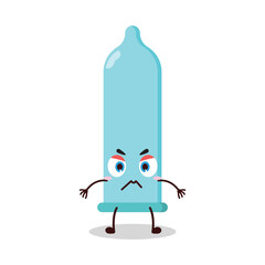 cute irritated expression of condom cartoon character
