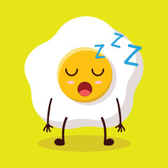 Obraz premium cute rest expression of fried egg cartoon character