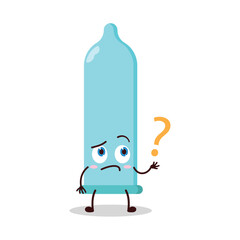 cute curious expression of condom cartoon character