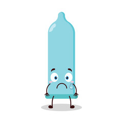 cute nervous expression of condom cartoon character