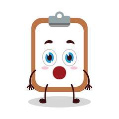 cute shocked expression of clipboard cartoon character