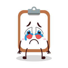 cute cry expression of clipboard cartoon character