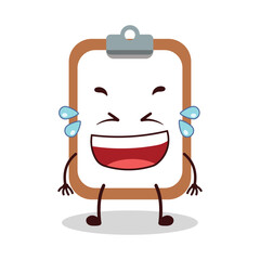 cute laugh out loud expression of clipboard cartoon character