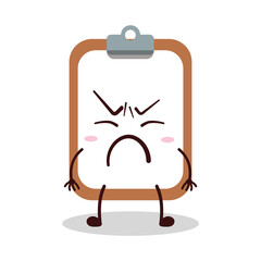 cute annoyed expression of clipboard cartoon character