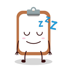 cute sleep expression of clipboard cartoon character