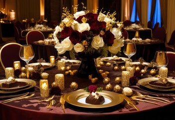 lavish chocolate delights table setup featuring elegant assorted opulent presentation luxurious experience, candy, dessert, sweets, treats, arrangements