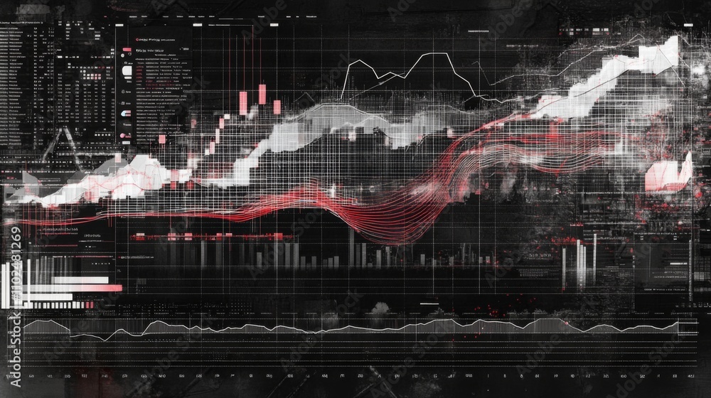 Aufkleber abstract data visualization with financial charts and graphs