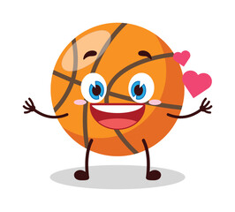 cute fall in love expression of basket ball cartoon character