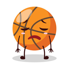 cute tired expression of basket ball cartoon character