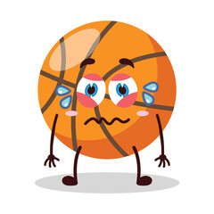 cute upset expression of basket ball cartoon character