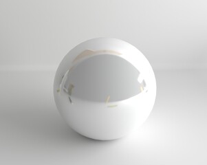 White ball on grey background. Blue sphere isolated.