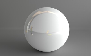 White ball on grey background. Blue sphere isolated.