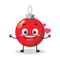 cute fall in love expression of Christmas ball cartoon character