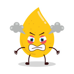 cute furious expression of gold drop cartoon character