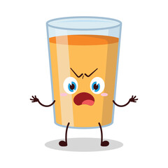 cute why expression of orange juice cartoon character