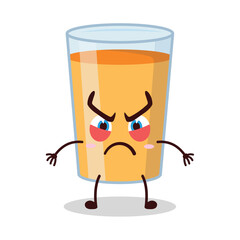 cute provoked expression of orange juice cartoon character