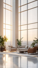 A large room with a lot of windows and a lot of plants