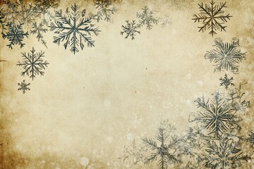 christmas vintage background with snowflakes on old paper