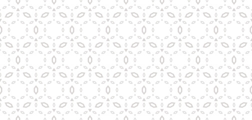 Abstract geometric seamless pattern in arabesque style. Vector minimalist texture with diamonds, triangles, grid, delicate lattice. Beige and white elegant background. Subtle luxury repeated design
