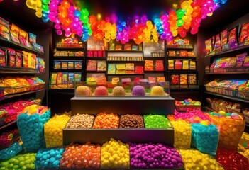 vivid stacked junk food display featuring array colorful snacks treats eye catching arrangement, rainbow, lgbtq, lgbt, pride, love, equality, candy