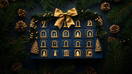 Enchanting Advent Calendar with 24 Glowing Windows Celebrating the Holiday Season's Joy and Magic