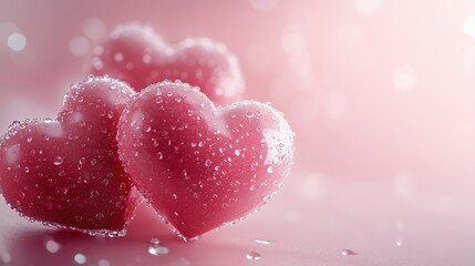 Fototapeta premium Red Hearts Abstract pink Background. Happy Valentine's Day