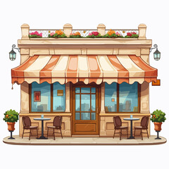 Modern Restaurant Illustration on White Background