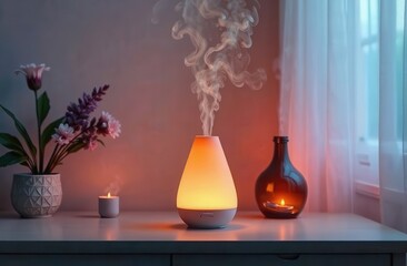 The diffuser fills the air with aroma, creating an atmosphere of comfort.
