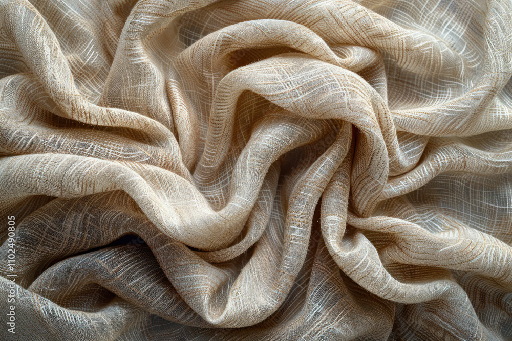 Poster close-up of finely patterned fabric folded into soft folds.