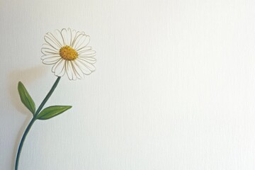 White daisy drawing on textured wall with soft lighting in a cozy room